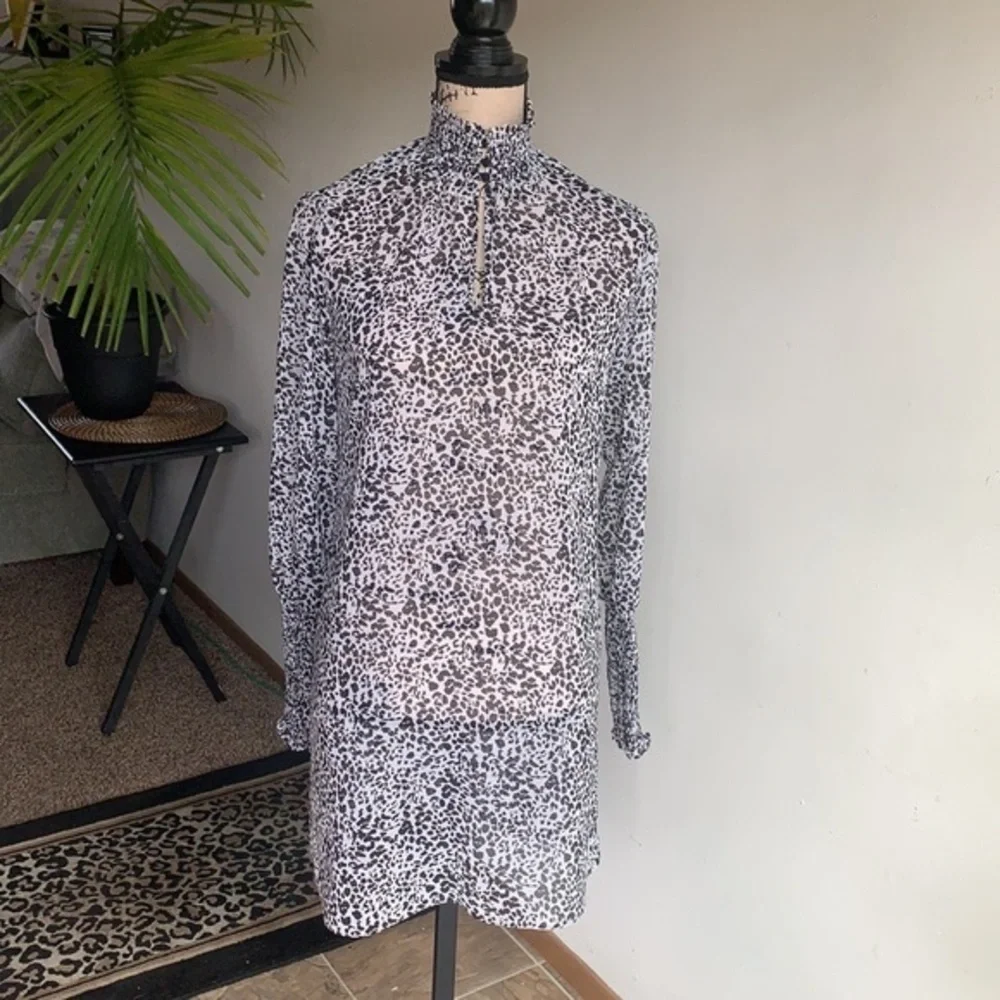 Anthropologie Bailey 44  Leopard Print Black White Dress Size 2 - Picture 2 of 12